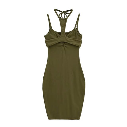 Spaghetti Strap Plain Strappy Sheath Dress