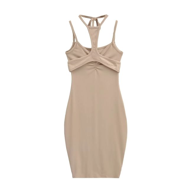 Spaghetti Strap Plain Strappy Sheath Dress