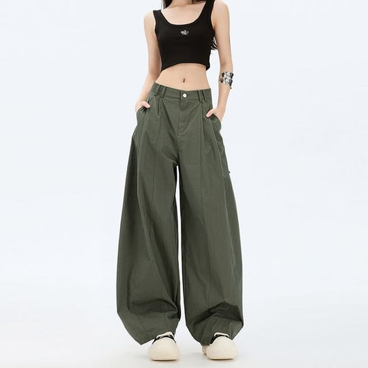 Low Rise Plain Baggy Cargo Pants (Various Designs)