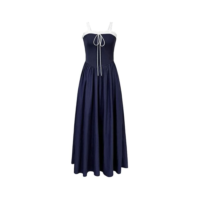 Spaghetti Strap Square Neck Plain Lace Trim A-Line Dress (Various Designs)