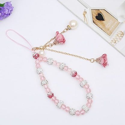 Phone Strap Floral Crystal Faux