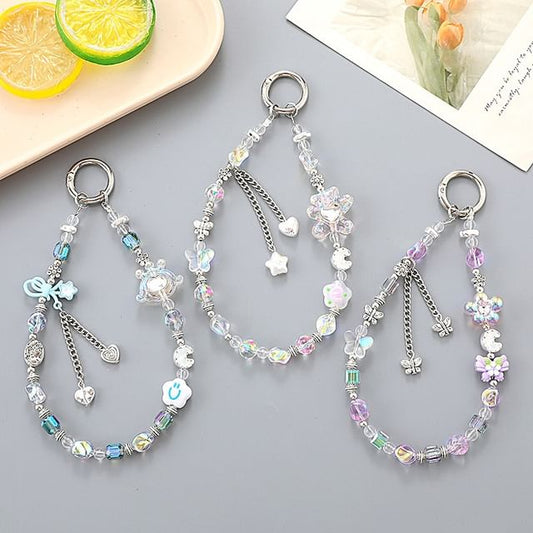 Faux Crystal Bear Strap Phone Floral / Cartoon