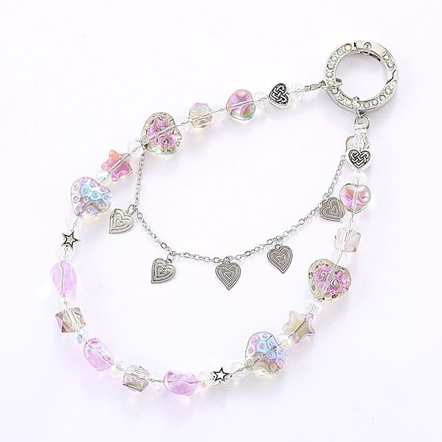Crystal Faux Phone Heart Strap