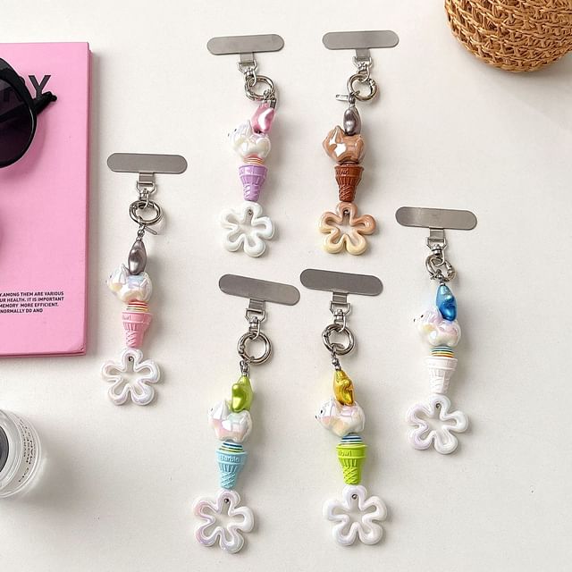 Phone Charm Lanyard Ice (Various Cream with Pad Designs) Floral