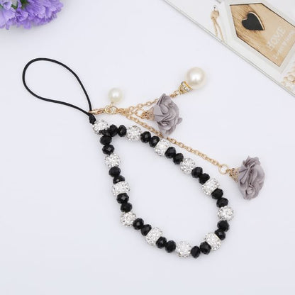 Phone Strap Floral Crystal Faux