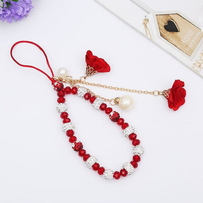 Phone Strap Floral Crystal Faux