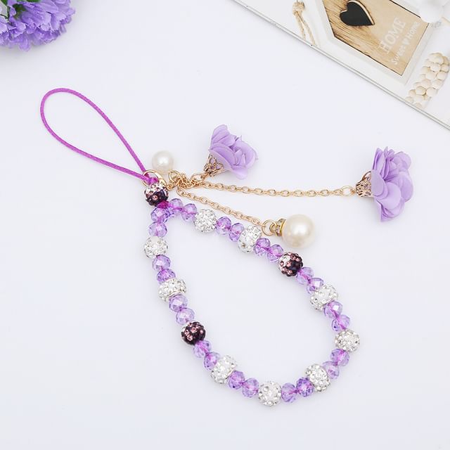Phone Strap Floral Crystal Faux