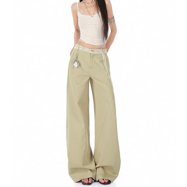 Low Waist Panel Lace Baggy Cargo Pants