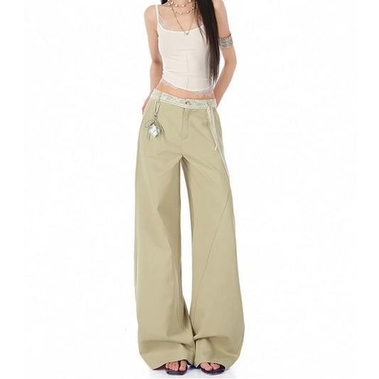 Low Waist Panel Lace Baggy Cargo Pants