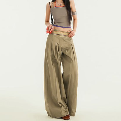 Low Rise Striped Wide Leg Cargo Pants