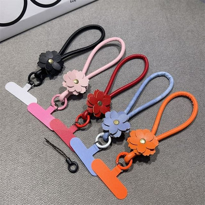 Strap Faux Phone and Lanyard Floral Leather Pad with