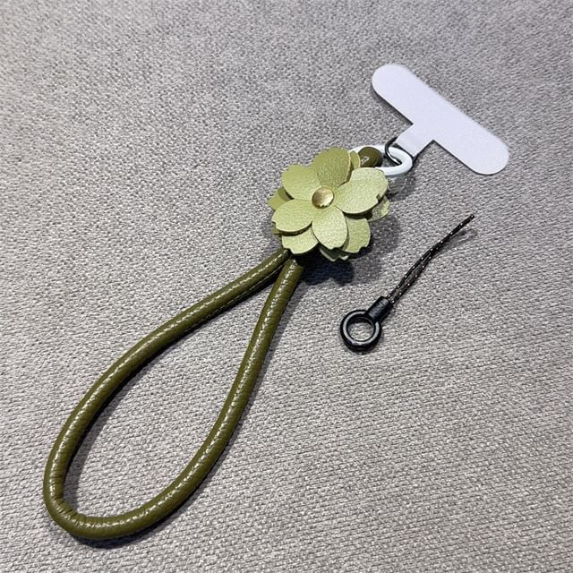 Strap Faux Phone and Lanyard Floral Leather Pad with