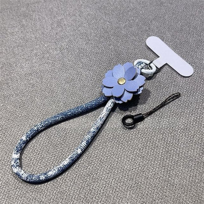 Strap Faux Phone and Lanyard Floral Leather Pad with