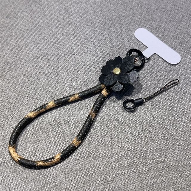 Strap Faux Phone and Lanyard Floral Leather Pad with