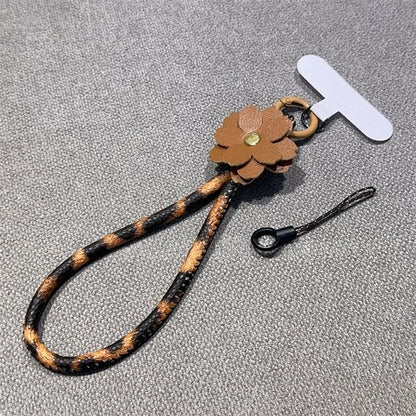 Strap Faux Phone and Lanyard Floral Leather Pad with