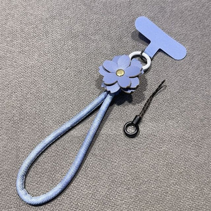 Strap Faux Phone and Lanyard Floral Leather Pad with