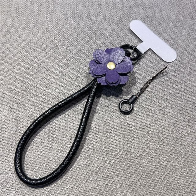 Strap Faux Phone and Lanyard Floral Leather Pad with