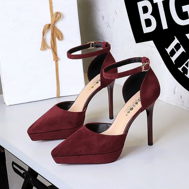 Pointed Ankle Strap Platform Stiletto Sandals