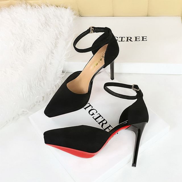 Pointed Ankle Strap Platform Stiletto Sandals