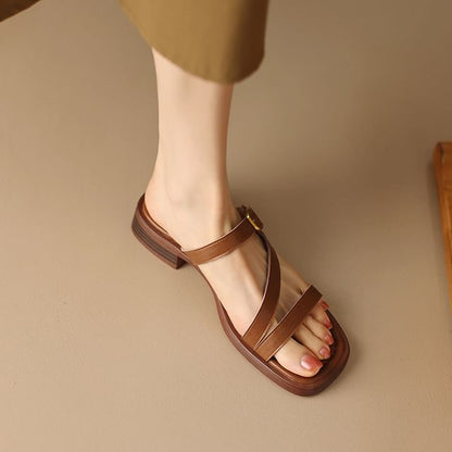 Plain Square Toe Slide Sandals