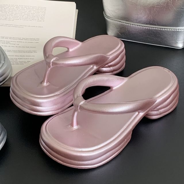 Platform Chunky Heel Flip-Flops