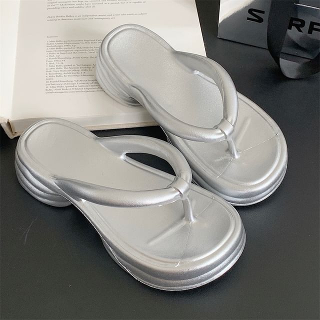 Platform Chunky Heel Flip-Flops