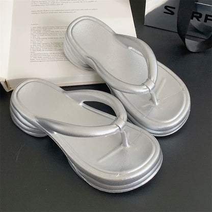 Platform Chunky Heel Flip-Flops