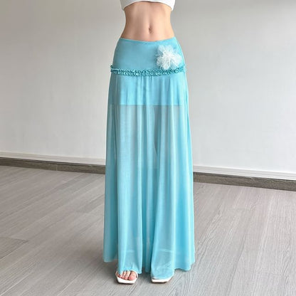 Low Waist Minimalist Ruffled Maxi Skirt