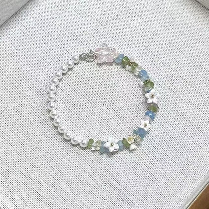 Floral Pearl Star Faux Bracelet