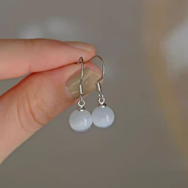 Cat Earring Eye Dangle Faux Alloy Bead Stone