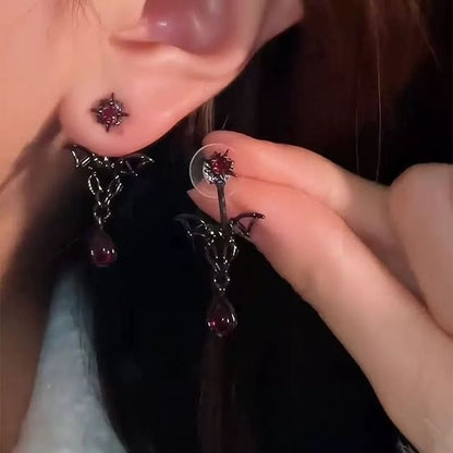 Rhinestone Alloy Bat Earring Dangle
