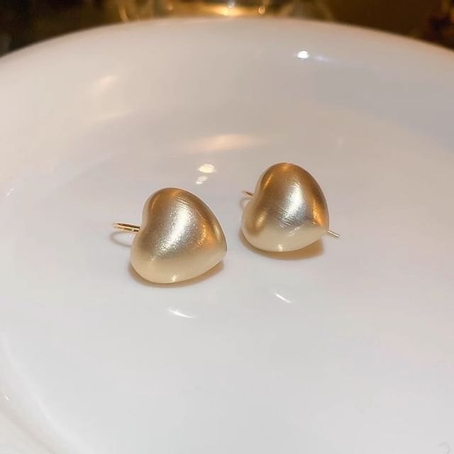 Drop Earring Brushed Alloy Heart