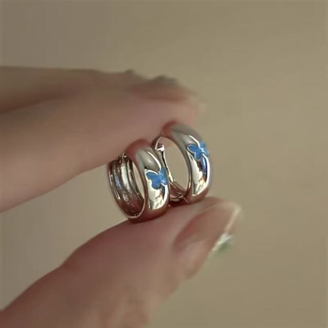Earring Glaze Butterfly Alloy Huggie