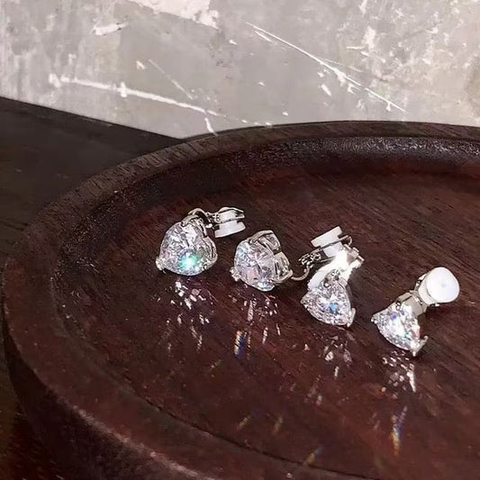 Ear Heart Set Rhinestone of 4: Alloy Cuff