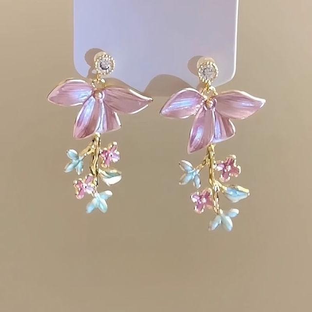 Floral Alloy Dangle Earring