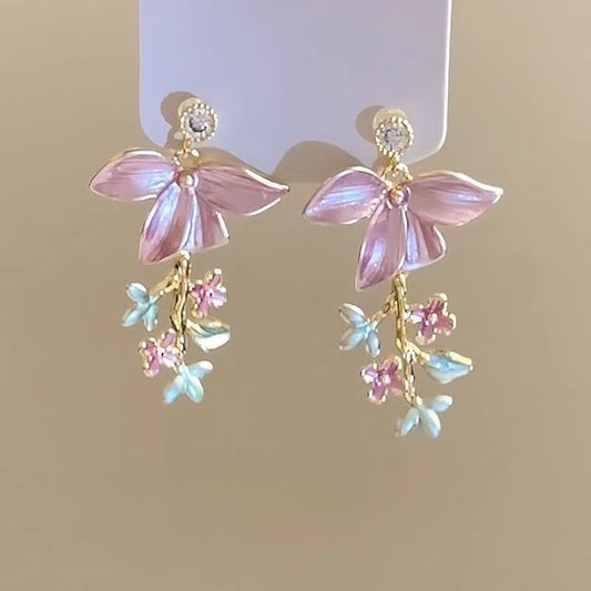 Floral Alloy Dangle Earring