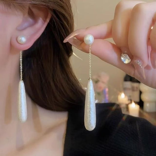 Faux Earring Alloy Pearl Droplet Dangle