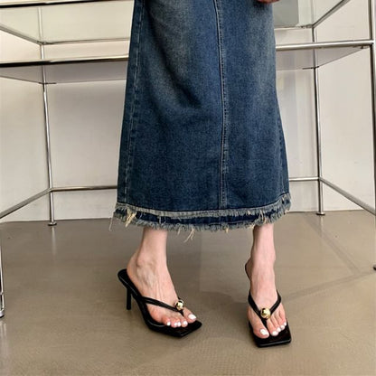 High Heel Square Toe Sandals