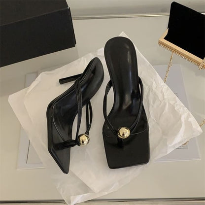 High Heel Square Toe Sandals