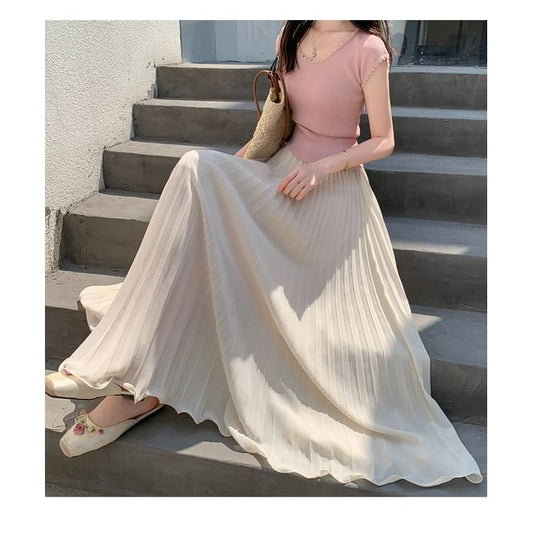 High-Rise Mesh Maxi Flared Skirt