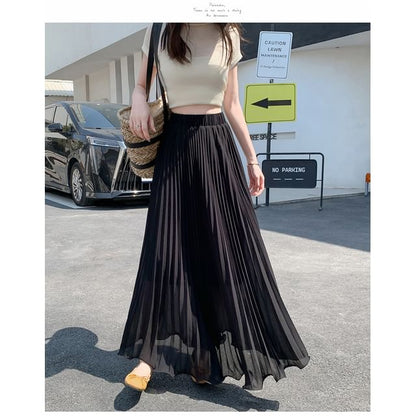 High-Rise Mesh Maxi Flared Skirt