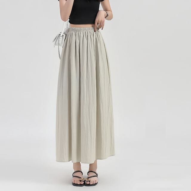 High-Rise Plain Maxi Flared Skirt