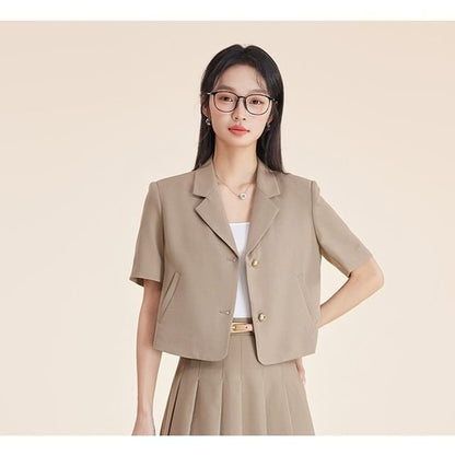 Blazer and Pleated Midi Skirt Set