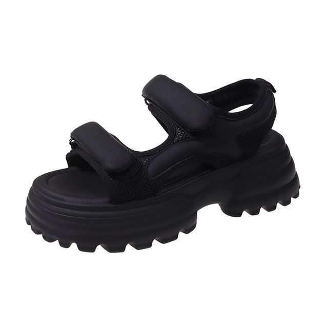 Platform Chunky Heel Hook & Loop Sandals