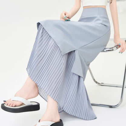 Striped Maxi Flared Skirt with High Waist