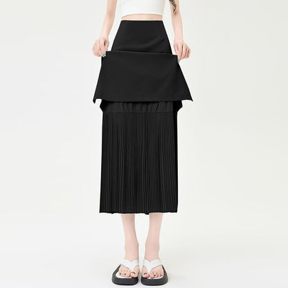 Striped Maxi Flared Skirt with High Waist