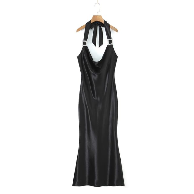 Plus-Size V-Neck Spaghetti Strap Bodycon Maxi Dress