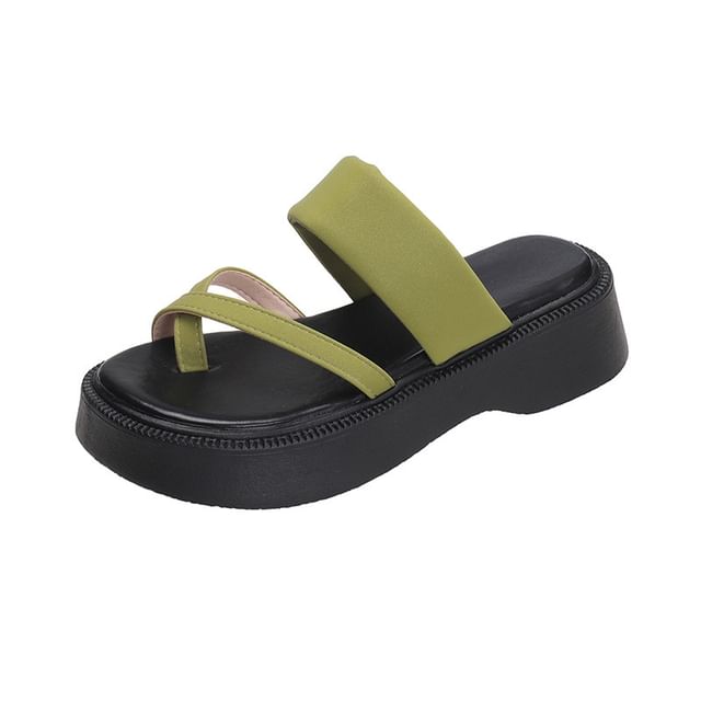 Platform Faux Leather Toe Loop Sandals