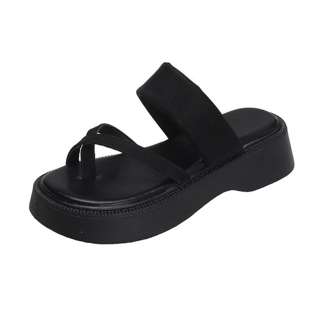 Platform Faux Leather Toe Loop Sandals