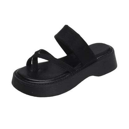 Platform Faux Leather Toe Loop Sandals